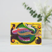 Carte Postale Dragon de feu (rouge et vert sur or) (Debout devant)