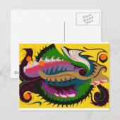 Carte Postale Dragon de feu (rouge et vert sur or) (Devant / Derrière)