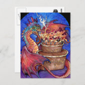 Carte Postale Dragon de gâteau d'anniversaire (Devant / Derrière)