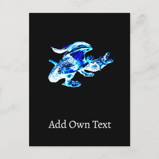 Carte Postale Dragon de Givre Bleu Créature Mythique de Fantaisi