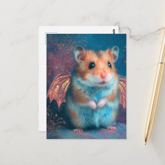 Carte Postale Dragon de hamster mand (Devant/Arrière en situation)