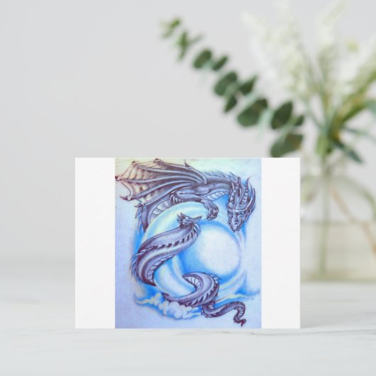 Carte Postale Dragon de lune bleue (Debout devant)