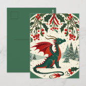 Carte Postale Dragon de Noël                                   (Devant / Derrière)