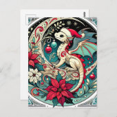 Carte Postale Dragon de Noël (Devant / Derrière)