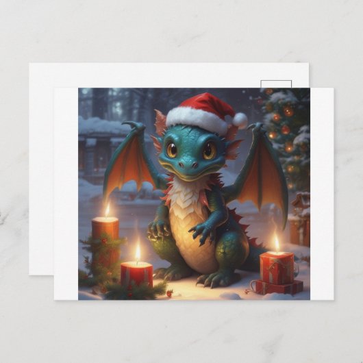 Carte Postale dragon de noël (Devant / Derrière)