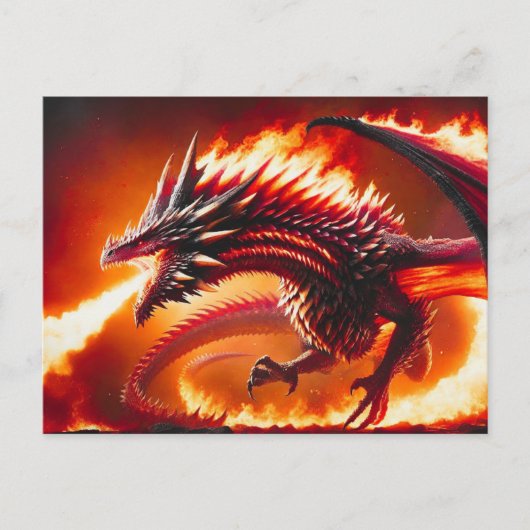 Carte postale Dragon de respiration par feu (Devant)