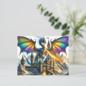 Carte postale Dragon de respiration par feu (Debout devant)
