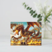 Carte postale Dragon de respiration par feu (Debout devant)