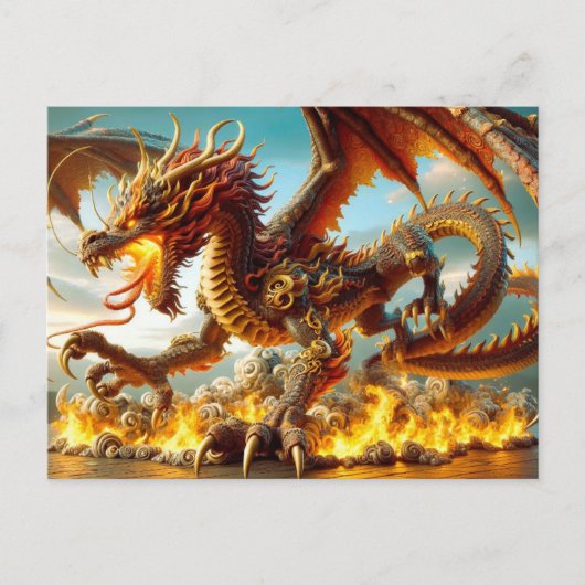 Carte postale Dragon de respiration par feu (Devant)