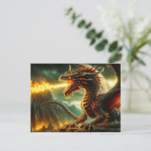 Carte postale Dragon de respiration par feu (Debout devant)