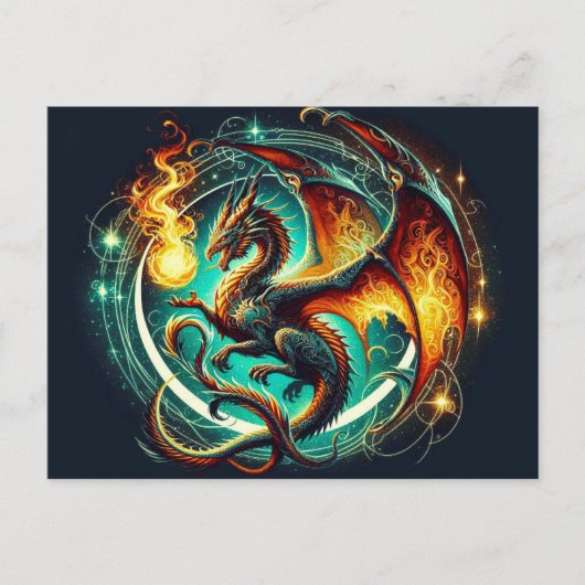 Carte postale Dragon de respiration par feu (Devant)