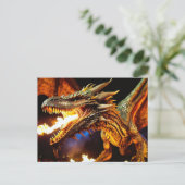 Carte postale Dragon de respiration par feu (Debout devant)
