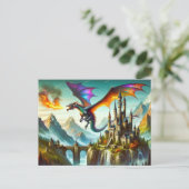 Carte postale Dragon de respiration par feu (Debout devant)