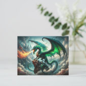 Carte postale Dragon de respiration par feu (Debout devant)