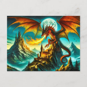Carte postale Dragon de respiration par feu