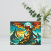 Carte postale Dragon de respiration par feu (Debout devant)