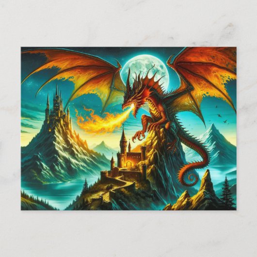Carte postale Dragon de respiration par feu (Devant)