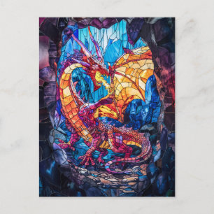 Carte Postale Dragon de respiration par le feu dans la grotte