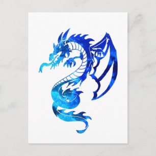 Carte Postale Dragon de tatouage tribal bleu