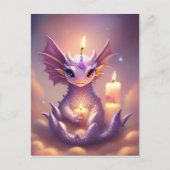 Carte Postale Dragon d'Imaginaire aux bougies d'anniversaire (Devant)