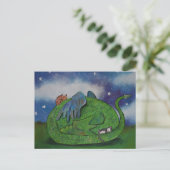 Carte Postale Dragon dormant et chats mignons (Debout devant)