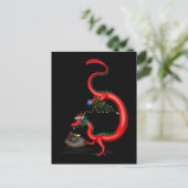 Carte Postale Dragon doux rouge-oriental (Debout devant)