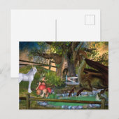 Carte Postale Dragon Elf Fairy Unicorn Imaginaire Paysage (Devant / Derrière)