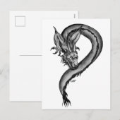 Carte postale Dragon en style tatouage (Devant / Derrière)