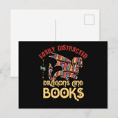 Carte Postale Dragon Et Livres (Devant / Derrière)