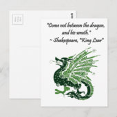 Carte Postale Dragon et sa colère Shakespeare King Lear Dessin (Devant / Derrière)