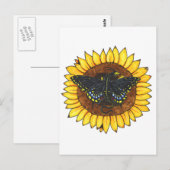 Carte Postale Dragon féerique sur le tournesol (Devant / Derrière)