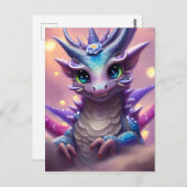 Carte Postale Dragon fille bleue (Devant / Derrière)