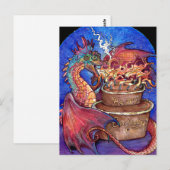 Carte Postale Dragon Gâteau d'Anniversaire (Devant / Derrière)