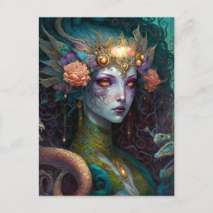 Carte Postale Dragon Goddess Queen Imaginaire Art
