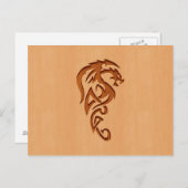 Carte Postale Dragon gravé sur bois (Devant / Derrière)