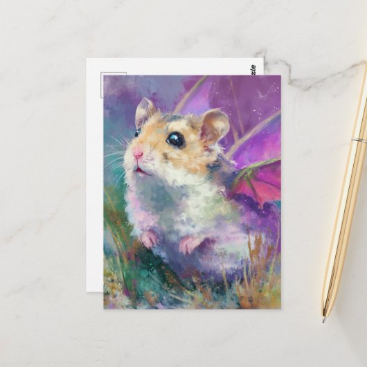 Carte Postale Dragon hamster adorable (Devant/Arrière en situation)