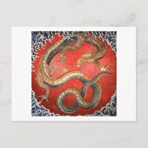 Carte Postale Dragon, Hokusai Art japonais