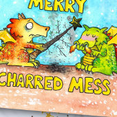 Carte postale Dragon Joyeux Noël par Nicole Janes