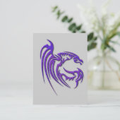 Carte Postale Dragon martelé par pourpre métallique en métal (Debout devant)