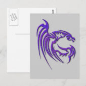 Carte Postale Dragon martelé par pourpre métallique en métal (Devant / Derrière)