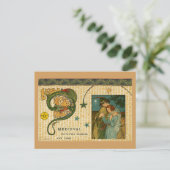 Carte Postale Dragon médiéval et couple (Debout devant)