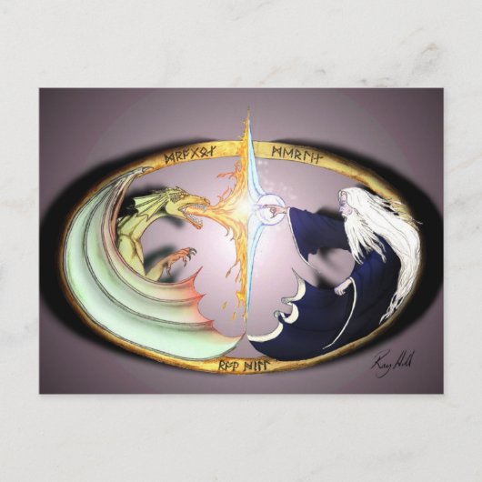 Carte Postale Dragon & Merlin (Devant)