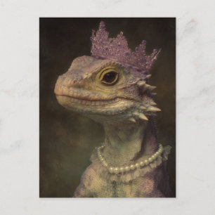 Carte Postale Dragon mignon en Couronne violette et perles
