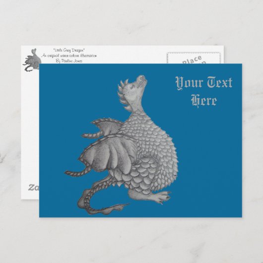 Carte Postale dragon mignon mythique et art créature imaginaire (Devant / Derrière)