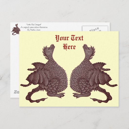 Carte Postale dragon mignon mythique et art créature imaginaire (Devant / Derrière)