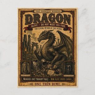 Carte Postale Dragon, Monstre de Cirque Vintage