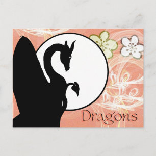 Carte Postale Dragon Moon I (Fleurs Saumons)