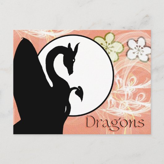 Carte Postale Dragon Moon I (Fleurs Saumons) (Devant)