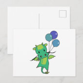 Carte Postale Dragon mouches avec ballons mignons Imaginaire Dra (Devant / Derrière)