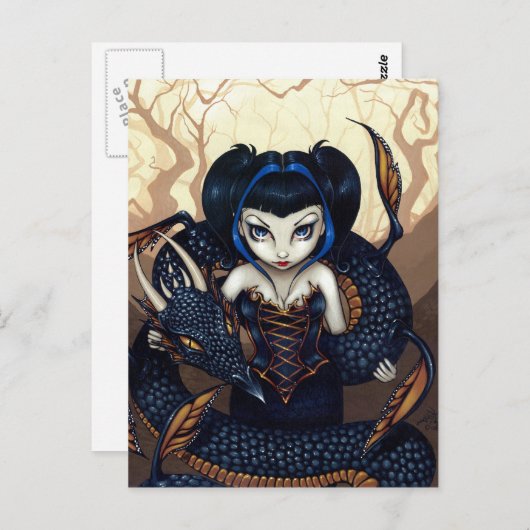 Carte postale "Dragon noir" (Devant / Derrière)